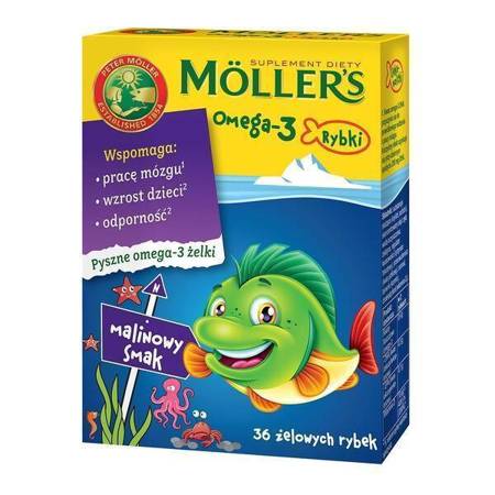 Moller's Omega-3 Fish Jelly Beans Raspberry Flavoured 36 pcs.