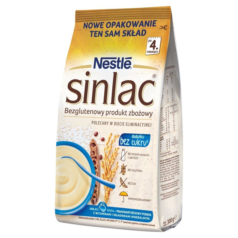 Nestle Sinlac Gluten-Free Grain Product without Lactose Soy and Sugar for Babies after 4 Months 300g