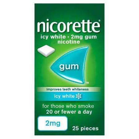 Nicorette Icy White Gum 2mg Gum Nicotine 25 Pieces