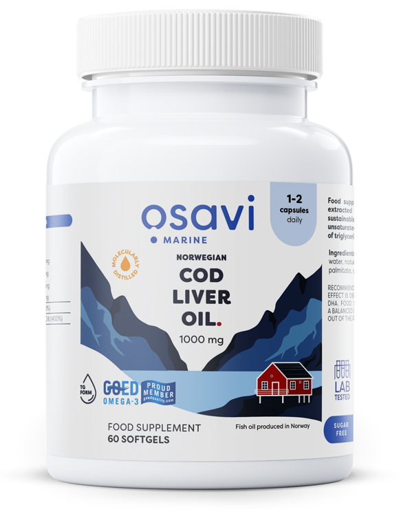 Norwegian Cod Liver Oil Softgels, 1000mg (Lemon) - 60 softgels