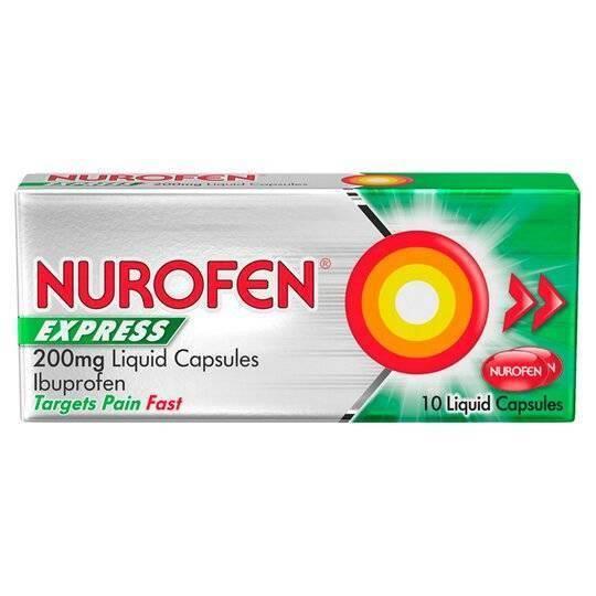 Nurofen Express Ibuprofen Targets Pain Fast 10 Liquid Capsules