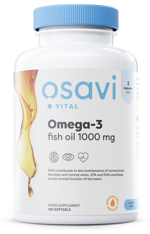 Omega-3 Fish Oil Molecularly Distilled, 1000mg (Lemon) - 120 softgels