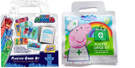 PJ Mask/ Peppa Pig Plaster Graze Kit Protecting Cuts and Grazes 22 Plasters