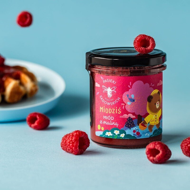 Pasieki Sadowskich Miodziś Honey with Raspberry for Children 430g