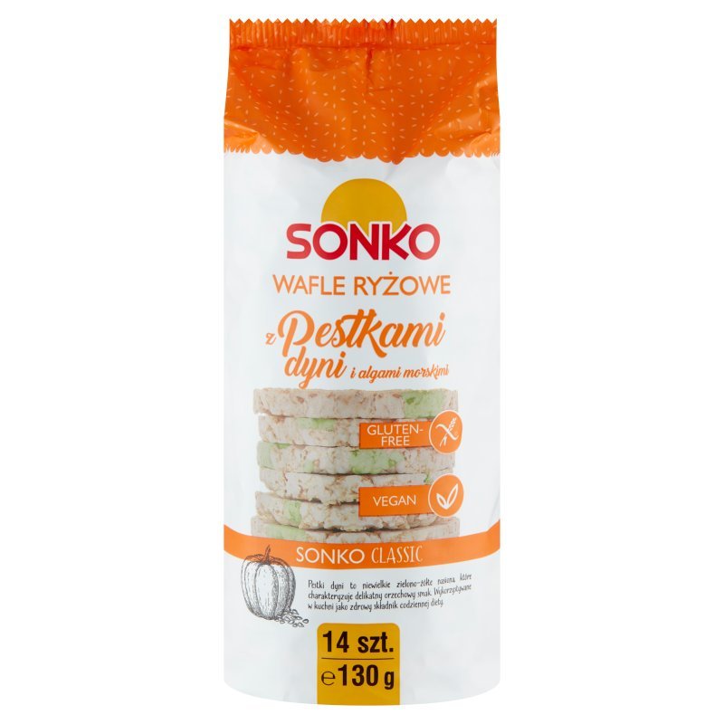 Sonko Gluten Free Vegan Rice Cakes with Pumpkin Seeds and Sea Algae 130g