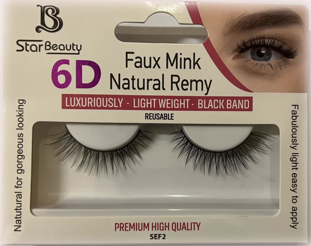 Star Beauty Professional Natural Remy Hair Eyelashes 6D Full Volume and Soft Reusable SEF02 1 Pair