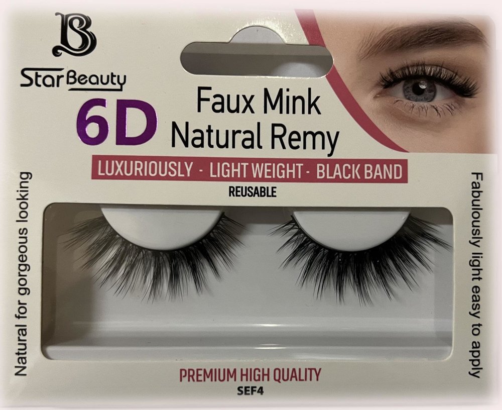 Star Beauty Professional Natural Remy Hair Eyelashes 6D Full Volume and Soft Reusable SEF04 1 Pair