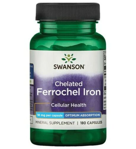 Swanson Chelated Ferrochel Iron for Cellular Health Support 180 Capsules
