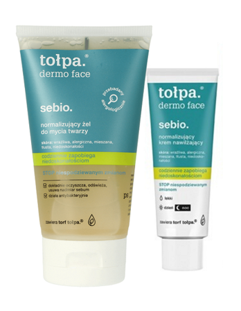 Tołpa Dermo Face Sebio Set for Oily Skin Normalizing Gel Day and Night Cream