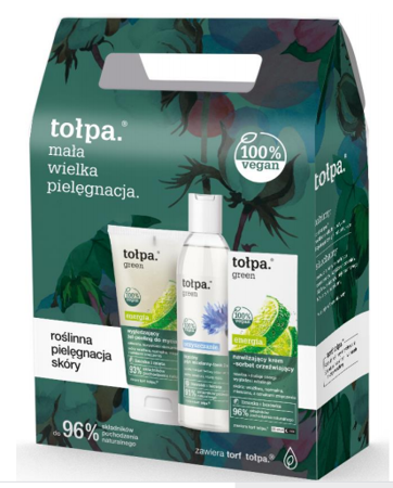 Tołpa Green Energy Set Plant Skin Care Face Cream 50ml Gel Peeling 150ml Micellar Liquid 2in1 200ml