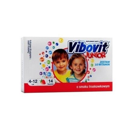Vibovit Junior For Children. Vitamins and Minerals. Strawberry flavor. 4-12 years. 14 sachets