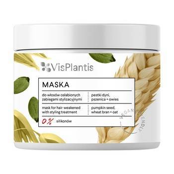 Vis Plantis Mask for Weakened Hair With Styling Treatments Pumpkin Seeds Wheat and Oats 400ml