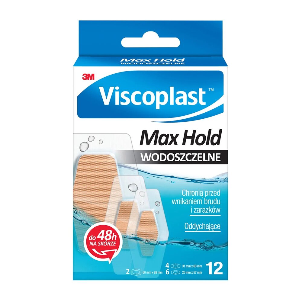 Viscoplast Max Hold Waterproof Breathable Patches 12 Pieces