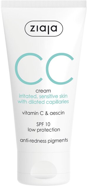 Ziaja CC Calming Day Cream for Sensitive Skin with Dilated Capillaries SPF 10 50ml