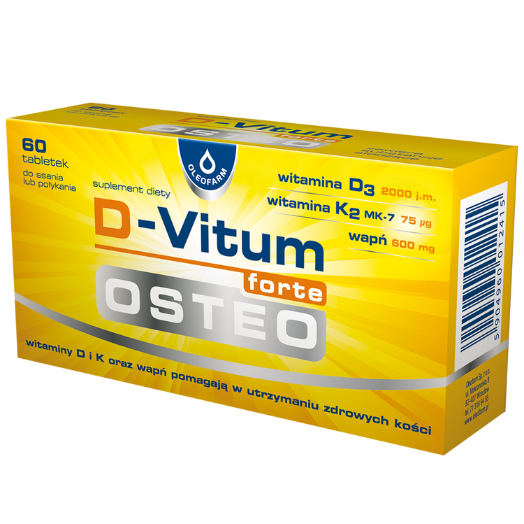 D-Vitum Forte Osteo Calcium Vitamin D and K for Healthy Bones 60 Tablets