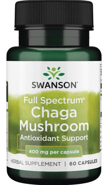 Swanson Chaga Mushroom 400mg for Memory & Immune Support 60 Capsules