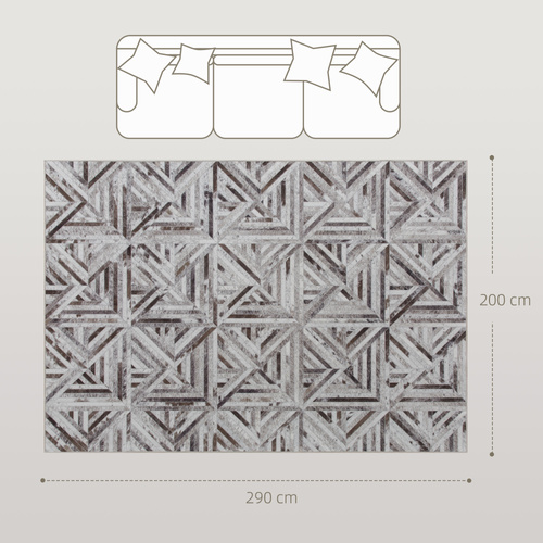 HOMCOM Modern Area Rug, Triangle Pattern Non-Slip Washable Rug, Chenille Floor Carpet for Living Room, Bedroom, Dining Room, Home Office, 290 x 200 cm, Brown