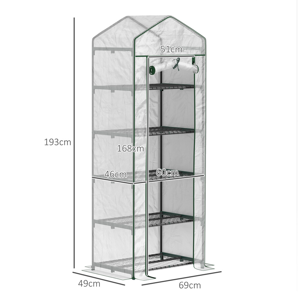 Outsunny 193cm Five Shelf Mini Greenhouse - White