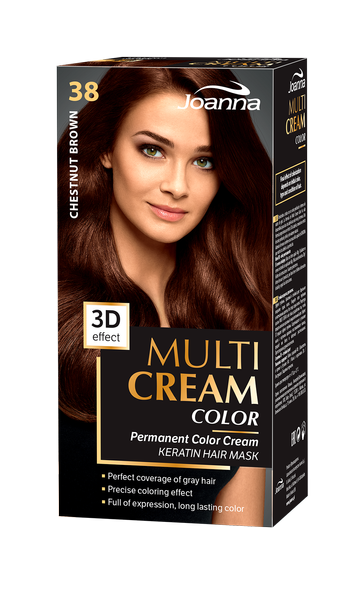 Joanna Multi Cream Trwały Intensywny Kolor Włosów Farba Pielęgnująca 38 Kasztanowy Brąz 60x40x20g