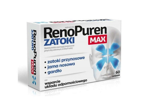 Aflofarm Renopuren Zatoki Max Suplement na Zdrowe Zatoki i Drogi Oddechowe 60 Tabletek