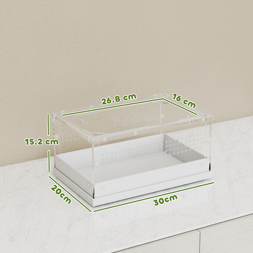 PawHut Acrylic Reptile Terrarium with Top Sliding Door, Vents,  for Snake, Frog, Spider, Gecko, Tarantula, 30 x 20 x 15 cm