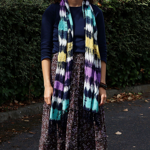 Boho Java Art Stole/Scarf - Multi Stripes - 62x200cm