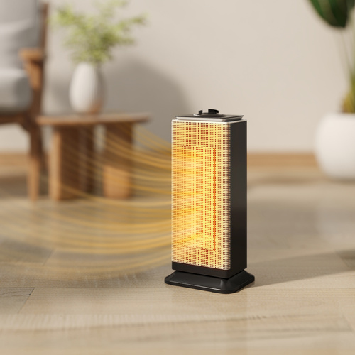 HOMCOM 2000W Ceramic Electric Heater with Fan, Oscillation - Black