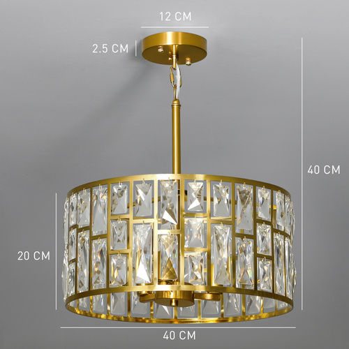 HOMCOM 72 Glass Crystallite Chandelier - Gold-Tone