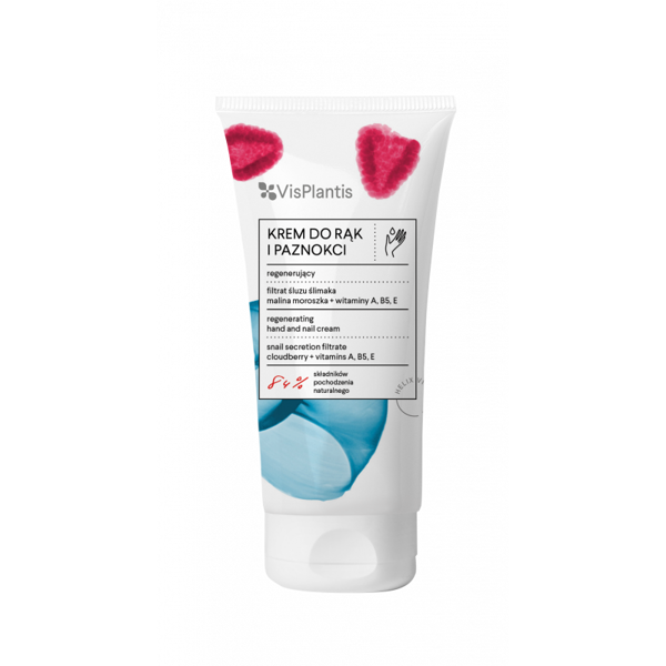 Vis Plantis Regenerujący Krem do Rąk i Paznokci, Filtrat Śluzu Ślimaka, Malina Moroszka i Witaminy A, B5, E 75 ml
