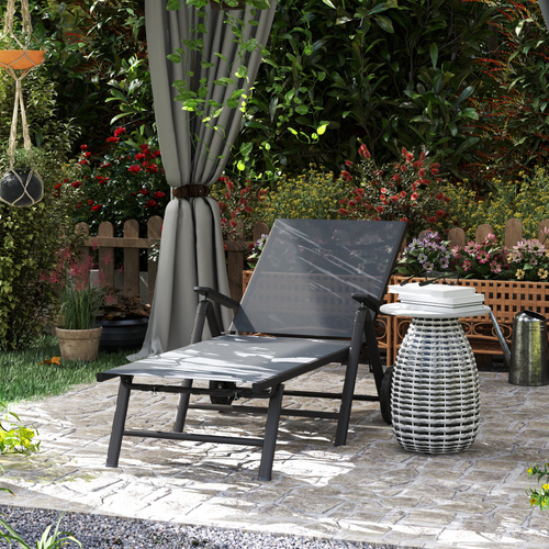 Outsunny Five-Position Reclining Sun Lounger - Grey