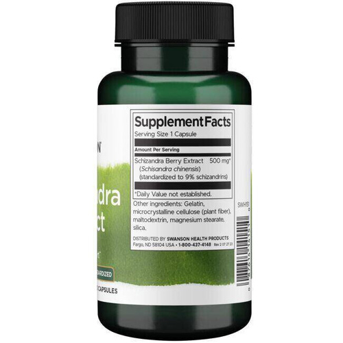 Swanson Schizandra 500mg Supporting Stress Response and Focus 60 Capsules