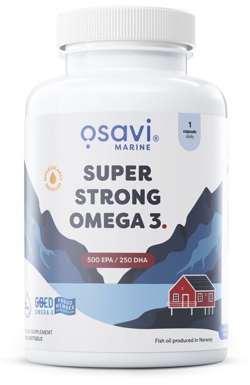 Osavi Super Strong Omega 3 500 EPA  250 DHA Wspiera Odporność Pracę Mózgu i Serca 120 Kapsułek