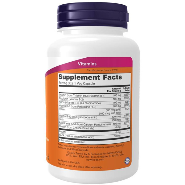 Now Foods Vitamin B-100 Complex Supports Nervous and Immune Systems 250 Capsules