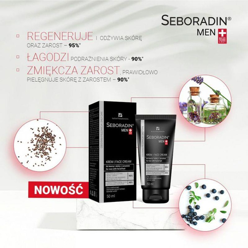 Seboradin Men Nawilżający Krem do Pielęgnacji Twarzy i Skóry z Zarostem 50ml