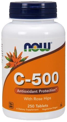Now Foods Vitamin C-500 z Dziką Różą 250 Tabletek