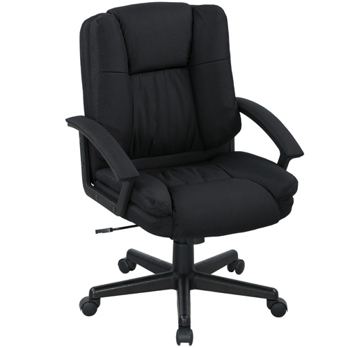 HOMCOM Linen-Look Padded Office Chair - Black