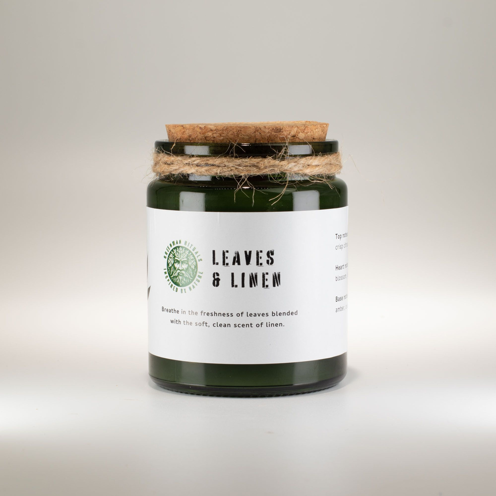 Greenman Woodwick Soy Candle - Leaves and Linen