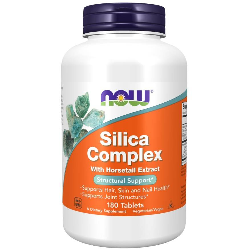Now Foods Silica Complex z Ekstraktem ze Skrzypu Wspiera Zdrowie Włosów Skóry i Paznokci 180 Tabletek