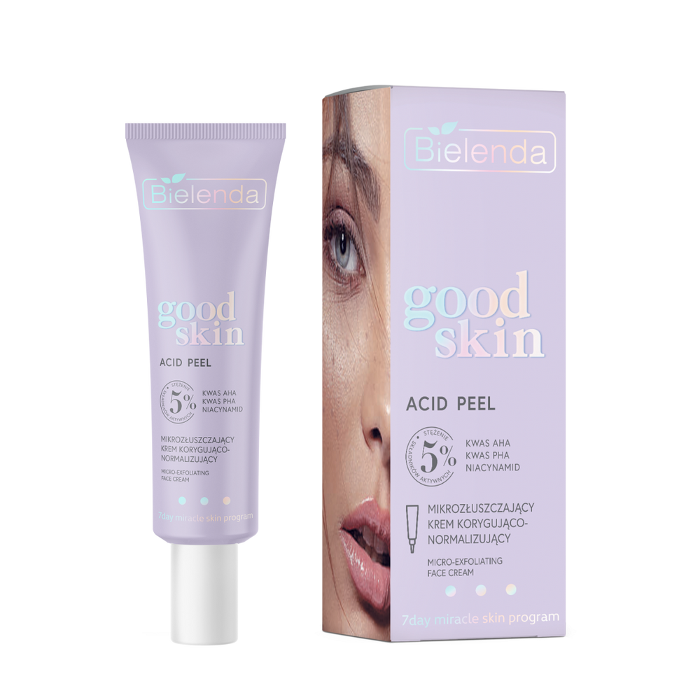 Bielenda Good Skin Acid Peel Mikrozłuszczający Krem Korygująco-Normalizujący z Kwasami AHA PHA i Niacynamidem 50ml