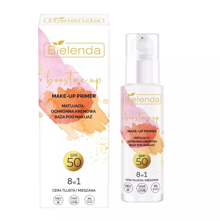 Bielenda Boost Me Up Matująco - Ochronna Kremowa Baza pod Makijaż 8w1 SPF50 30ml