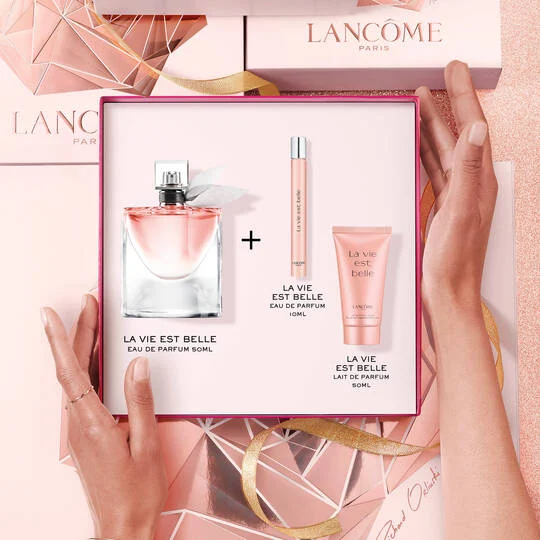 Lancome La Vie Est Belle Gift Set 50ml EDP + 10ml EDP + 50ml Body Lotion Set for Women 1 Piece