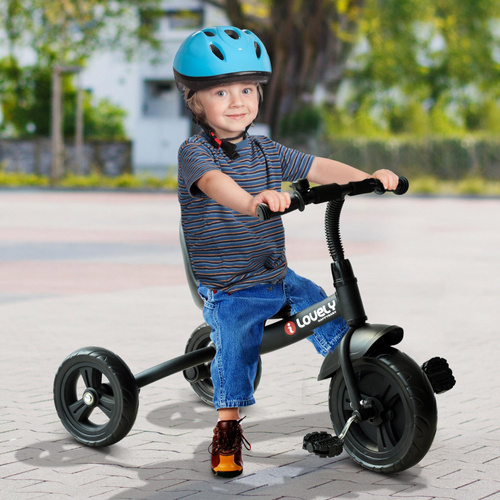 HOMCOM Baby Trike, Toddler Tricycle with Adjustable Seat, Children Ride on Toys 3 Wheels Bike with Bell for Kids 1.5-4 Years, Black