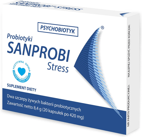 Sanprobi Stress Probiotyk Wspierający Mikroflorę Jelit 20 Kapsułek