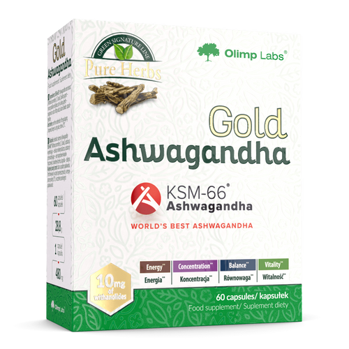 Olimp Gold Ashwagandha KSM-66 na Stres i Koncentrację 60 Kapsułek