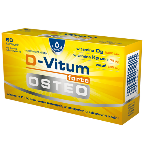 D-Vitum Forte Osteo Wapń Witamina D i K na Zdrowe Kości 60 Tabletek