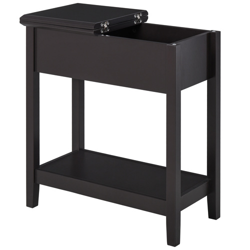 HOMCOM End Table, Narrow Side Table with Flip Top , Shelf, Dark Coffee
