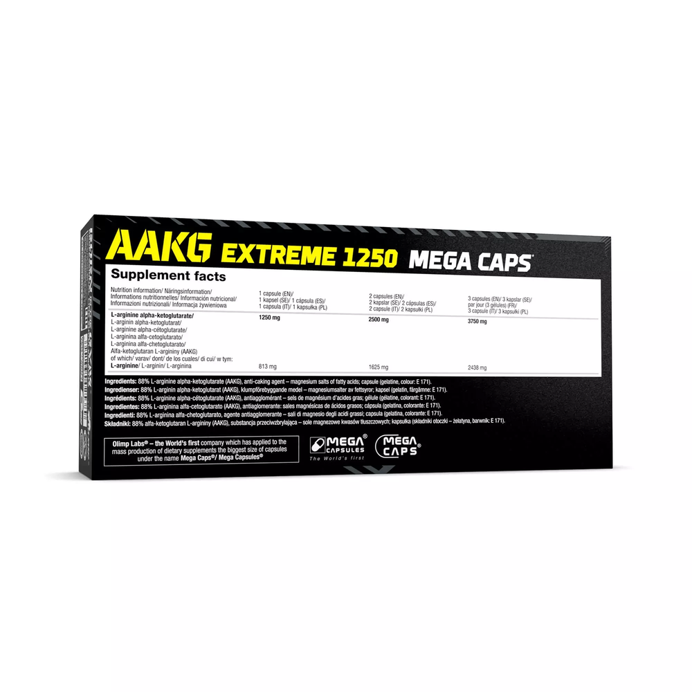 Olimp AAKG Extreme Mega Caps 1250mg na Pompę Mięśniową i Wydajność 120 Kapsułek