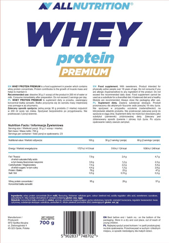 Allnutrition Whey Protein Premium Strawberry Summer 700g