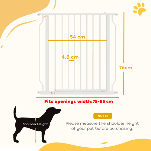 PawHut Extra Wide Dog Gate, with Door Pressure, for Doorways, Hallways, Staircases - White