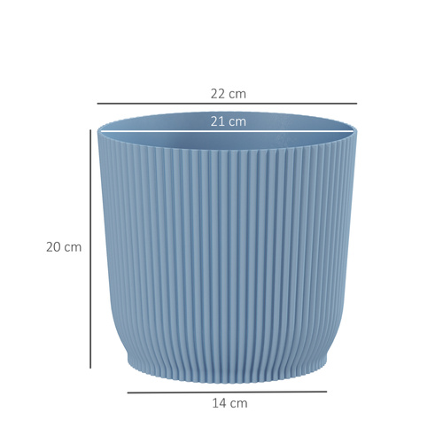 Outsunny Set of Three Ф22cm Planters - Blue